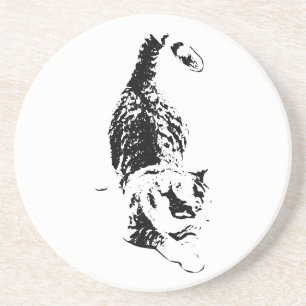 Posavasos El gato avanza a través de las sombras de caída