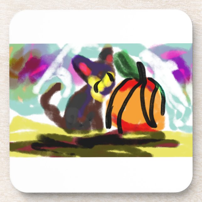 Posavasos El gato negro otoño acogedor (Frente)