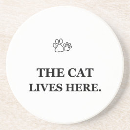 Posavasos El Gato Vive Aquí Eres el Invitado Funda Divertida