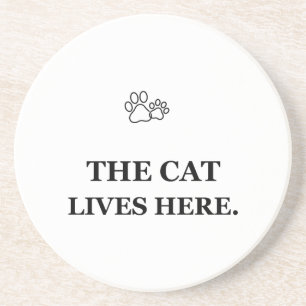 Posavasos El Gato Vive Aquí Eres el Invitado Funda Divertida
