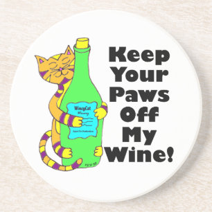 Posavasos El gato Winey "guarda sus patas de mi vino "