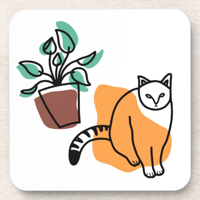 Posavasos El gato y la planta (Frente)