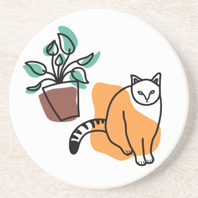 Posavasos El gato y la planta (Frente)