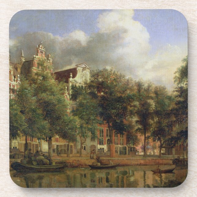 Posavasos El Herengracht, Amsterdam (aceite en el panel) (Frente)