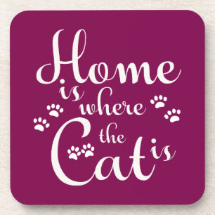 Posavasos El hogar es donde el gato es los pequeños pájaros