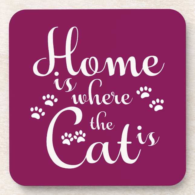 Posavasos El hogar es donde el gato es los pequeños pájaros (Frente)