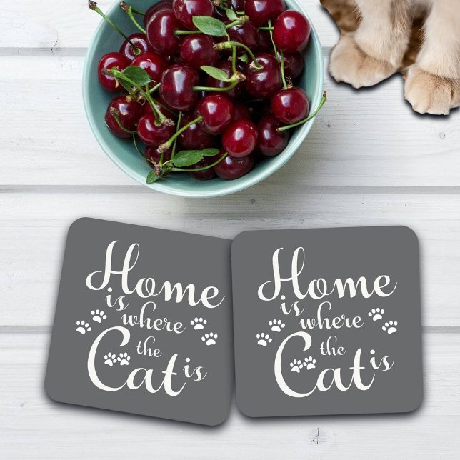 Posavasos El hogar es donde el gato es los pequeños pájaros (Subido por el creador)