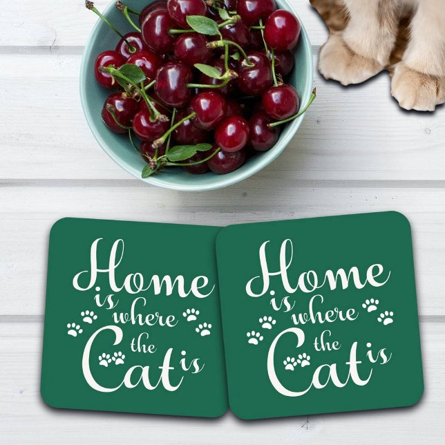 Posavasos El hogar es donde el gato es los pequeños pájaros (Subido por el creador)