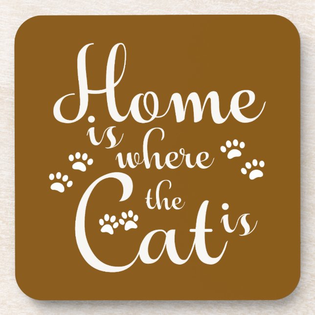 Posavasos El hogar es donde el gato es los pequeños pájaros (Frente)