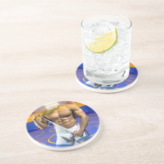 Posavasos El hombre musculoso de SlipperyJoe engrosó un tren (Lado)