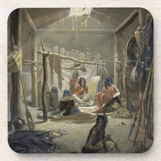 Posavasos El interior de una choza de un jefe de Mandan, (Frente)