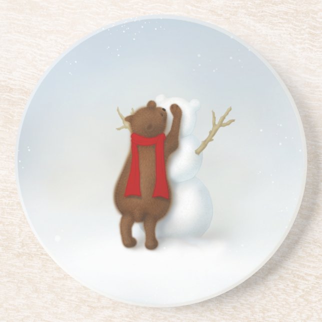 Posavasos El invierno del oso de nieve cute bebe (Frente)