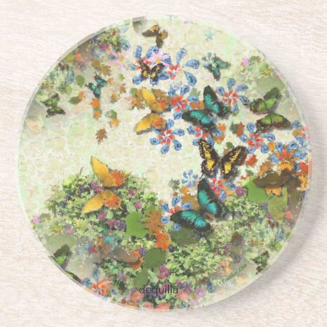 Posavasos El JARDÍN de la MARIPOSA bebe el práctico de costa (Frente)