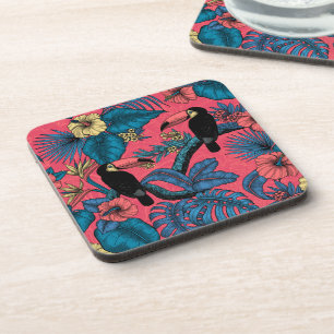 Posavasos El jardín turístico en rojo y azul