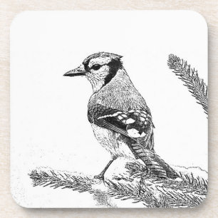 Posavasos El Jay azul en un bosquejo de invierno