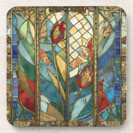 Posavasos El Jefe Rojo de Vidrio Manchado atiende al amanece