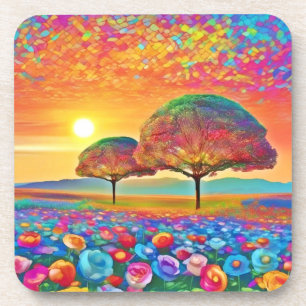 Posavasos El Kaleidoscopio de la naturaleza del atardecer