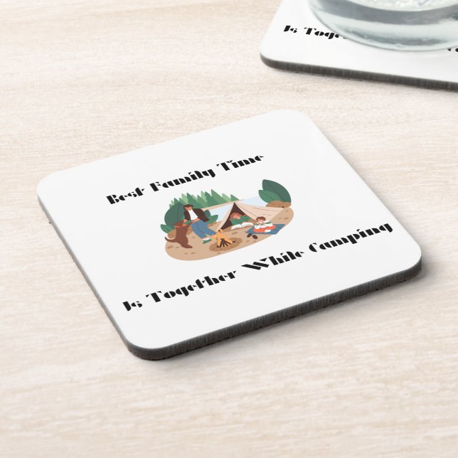 Posavasos El mejor tiempo familiar está unido mientras acamp (Lado Izquierdo)
