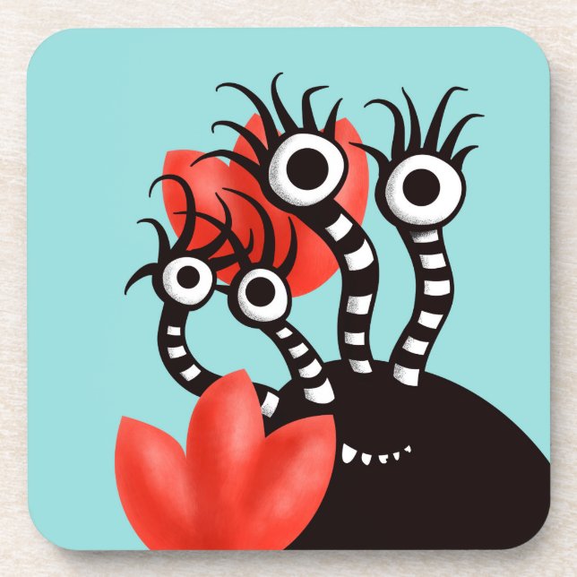 Posavasos El monstruo lindo con cuatro ojos resume tulipanes (Frente)