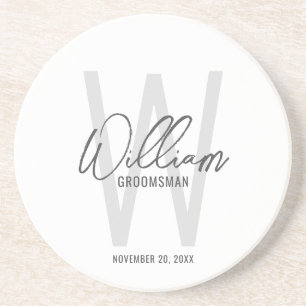 Posavasos El nombre de Groomsman personalizado con escritura