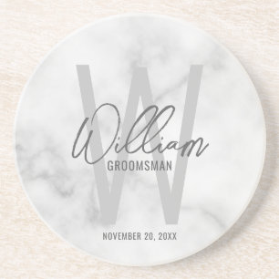Posavasos El nombre de Groomsman personalizado con guión de 