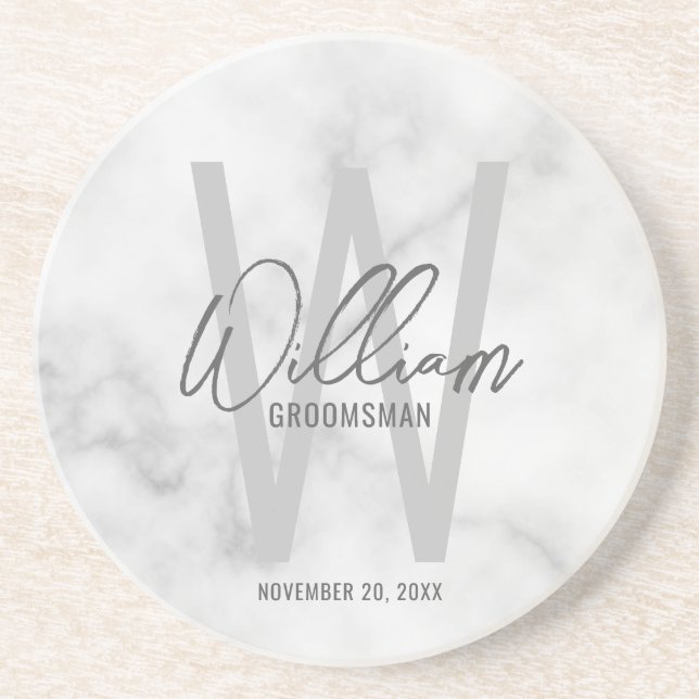 Posavasos El nombre de Groomsman personalizado con guión de  (Frente)