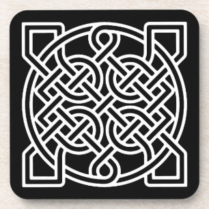 Posavasos El nudo del marinero celta, blanco sobre fondo neg