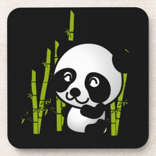 Posavasos El oso blanco y negro de panda en un bosque de bam