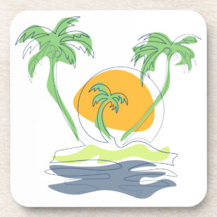 Posavasos El paisaje de las playas de las islas tropicales.