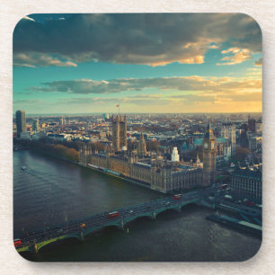 Posavasos El paisaje urbano de Londres con puesta de sol