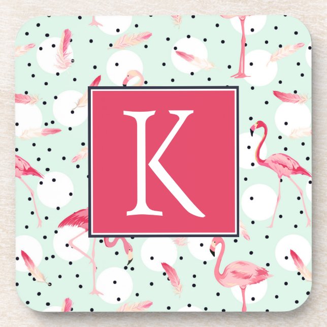 Posavasos El pájaro del flamenco con las plumas el | añade (Frente)