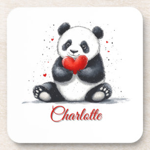 Posavasos El Panda lindo con el nombre de Personalizable