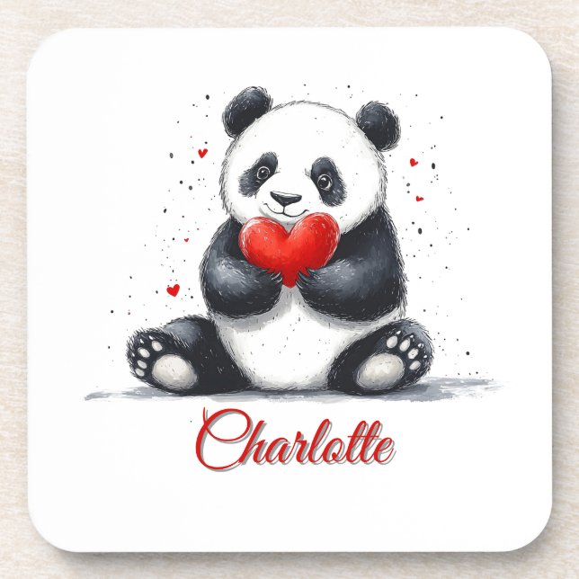Posavasos El Panda lindo con el nombre de Personalizable (Frente)