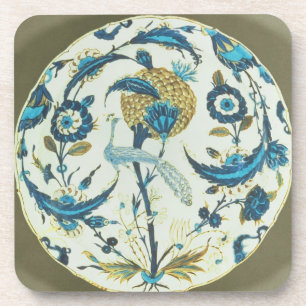 Posavasos El plato de Iznik pintado con un pavo real se
