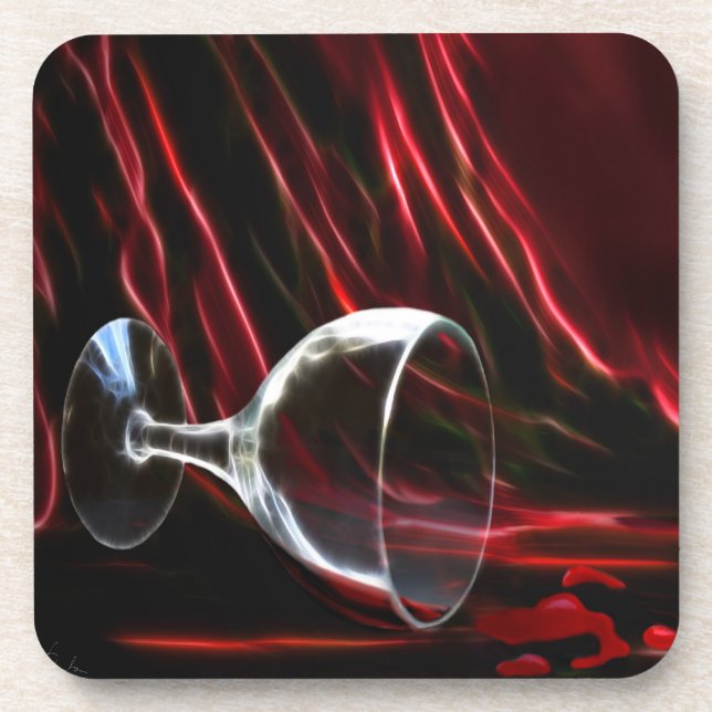 Posavasos El poder del rojo derribó la copa de vino (Frente)