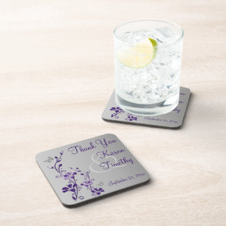 Posavasos El práctico de costa floral gris púrpura de la