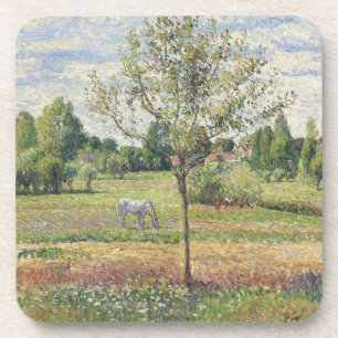 Posavasos El prado con caballo gris, Eragny, pintura al óleo