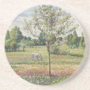 Posavasos El prado con caballo gris, Eragny, pintura al óleo