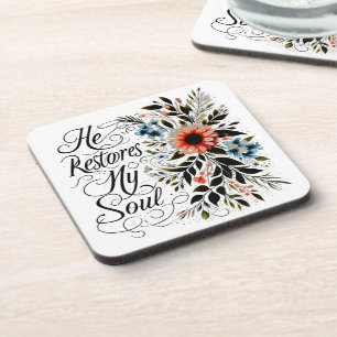 Posavasos Él restaura mi alma floral