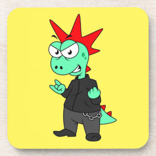 Posavasos El Rex De Tyrannosaurus Se Vestió Como Un Punk.
