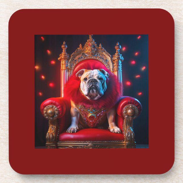 Posavasos El Rey Winnie El Bulldog En Su Trono (Frente)