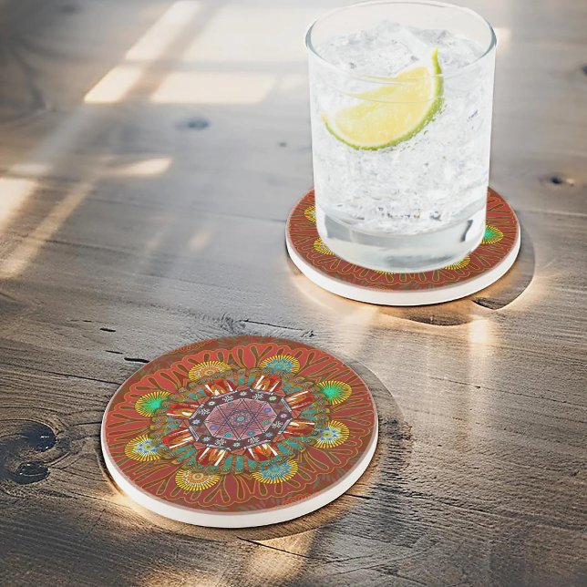 Posavasos El rojo floral del filtro de Mandala escudero Mani (Subido por el creador)