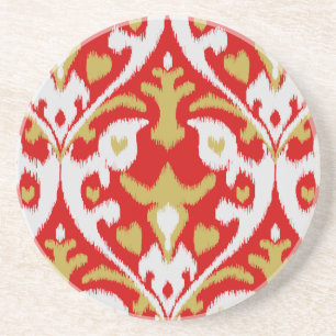 Posavasos El rojo intrépido elegante y el ikat tribal del