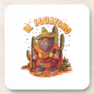 Posavasos El Squatcho Bigfoot con Maraca, Sombrero y Ponc