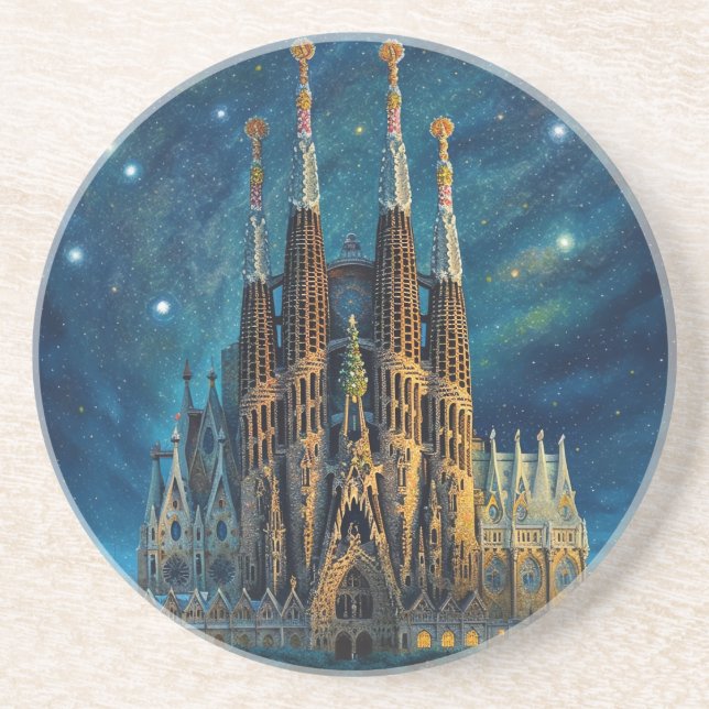 Posavasos El sueño estrellado de Gaudí | Barcelona Sagrada F (Frente)