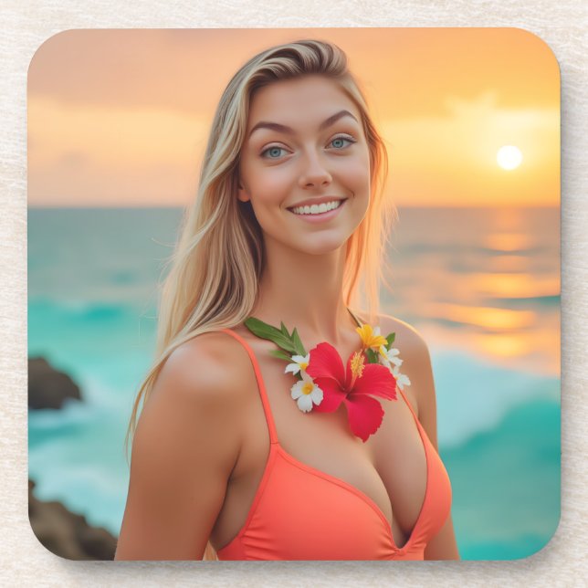 Posavasos El susurro oceánico de Helena: un plástico Getaway (Frente)