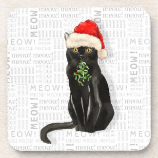 Posavasos El tema del invierno: Gato negro de Bombay, arte d