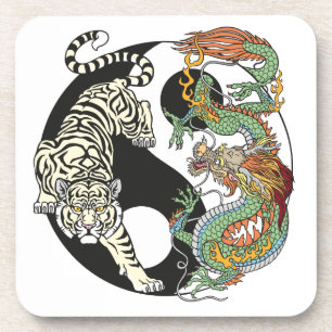 Posavasos El tigre blanco contra el dragón verde en Yin yan