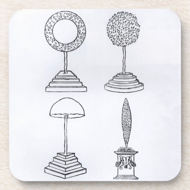 Posavasos El Topiary diseña, de "Hypnerotomachia Poliphili", (Frente)