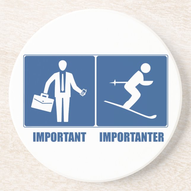 Posavasos El Trabajo Es Importante, El Esquí Es Importante (Frente)